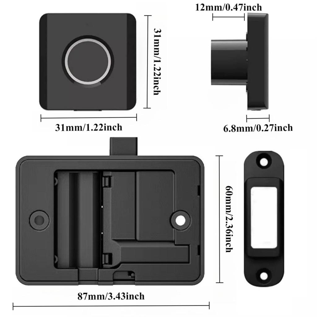 2025+ Compact ABS Fingerprint Drawer Lock Smart Biometric Security for Cabinets Shoe Lockers File Cabinets Easy to Install
