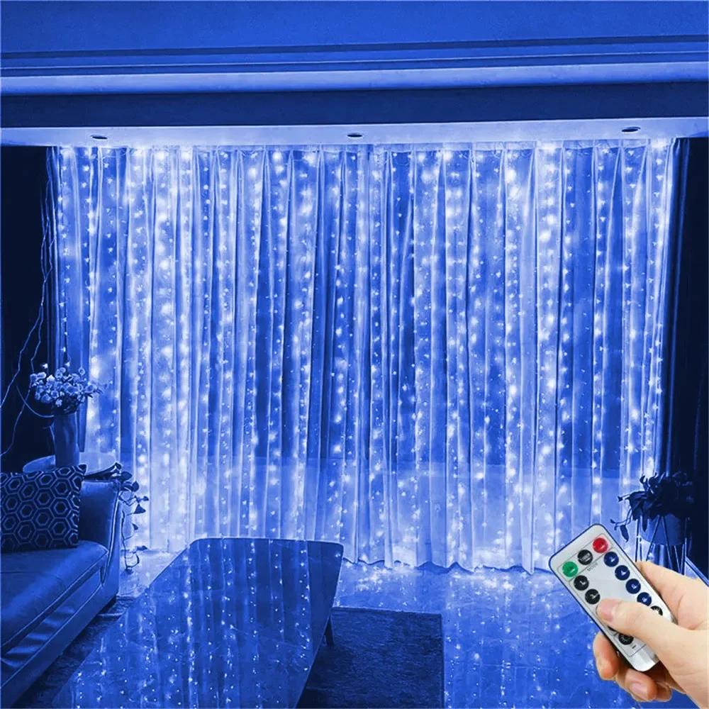 3M LED Curtain Garland on the Window USB String Lights Fairy Festoon Remote Control New Year Christmas Decorations for Home Room