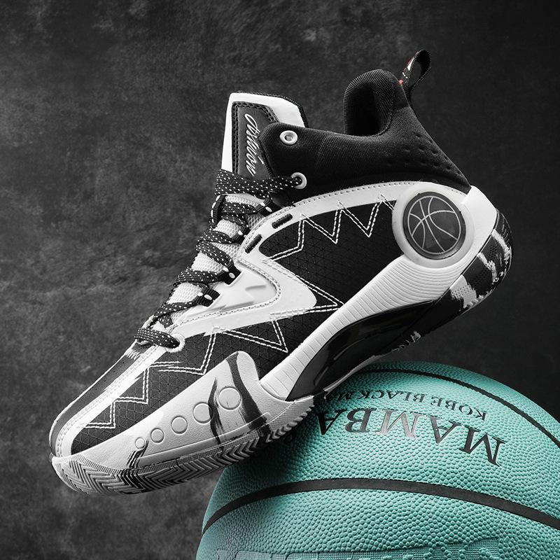 New sports shoes breathable fly-woven basketball shoes wear-resistant non-slip sneakers actual combat high-top student boots