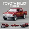 1/32 Scale TOYOTA Hilux Pickup Truck Toy Car Model Diecast Alloy Vehilce Miniature Pull Back Sound & Light Collection Gift Children