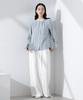 Nano Universe Stand Tuck Size M Blue Women's Two-Tone Blouse, (111cm), (Product Code 669-5120301)