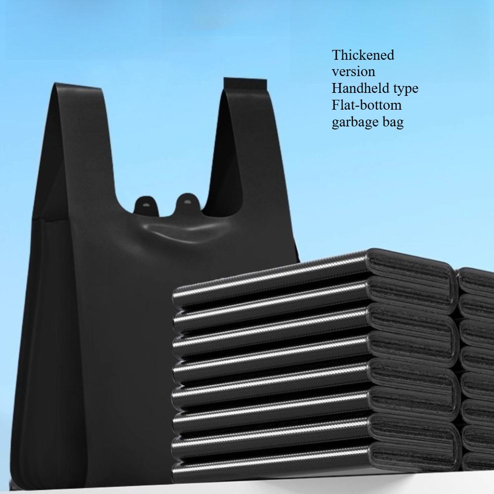 Extra-Thick Vest-Style Garbage Bags | Medium-Large Size Black Trash Bags for Home Kitchen Bathroom | Heavy-Duty Portable Household Waste BagsRQSL-001