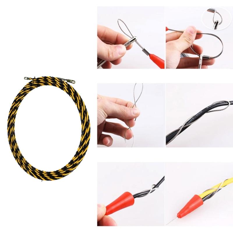 Electrical Spring Wire Threader Fish Tape Electrical Wire Threader Flat Head Manual Cable Puller Tool for Electrical