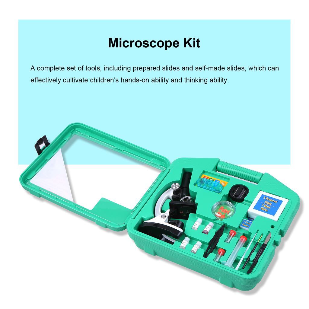 Children" S Microscope Kit Large Eyepiece 100X-1200X  High Power Metal Microscope