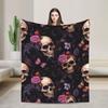 Halloween Skulls And Flowers Gothic Goth Blanket Cozy Soft  Throw Blankets for Sofa 50x60 Inch Multi-size Bedding Throws