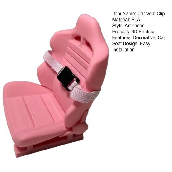 Car Seat Vent Clip 3D Printed Auto Vent Clip Clip-on Car Vent Decoration Mini Seat with Belt for Doll Car Interior Decor
