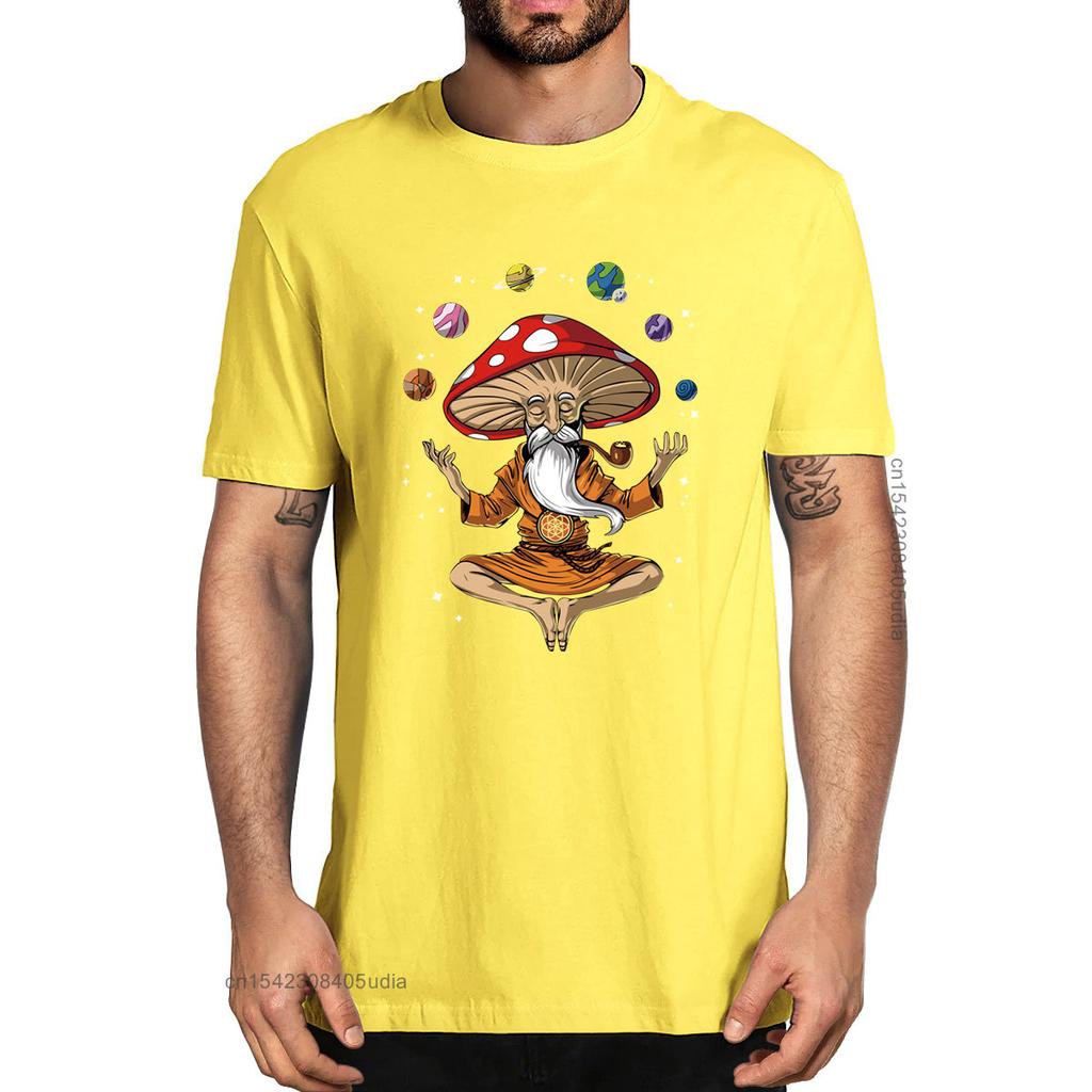 Unisex Fashion Psychedelic Meditation Magic Mushroom Funny Unisexs 100 Cotton Tshirts Unisex Soft Tee