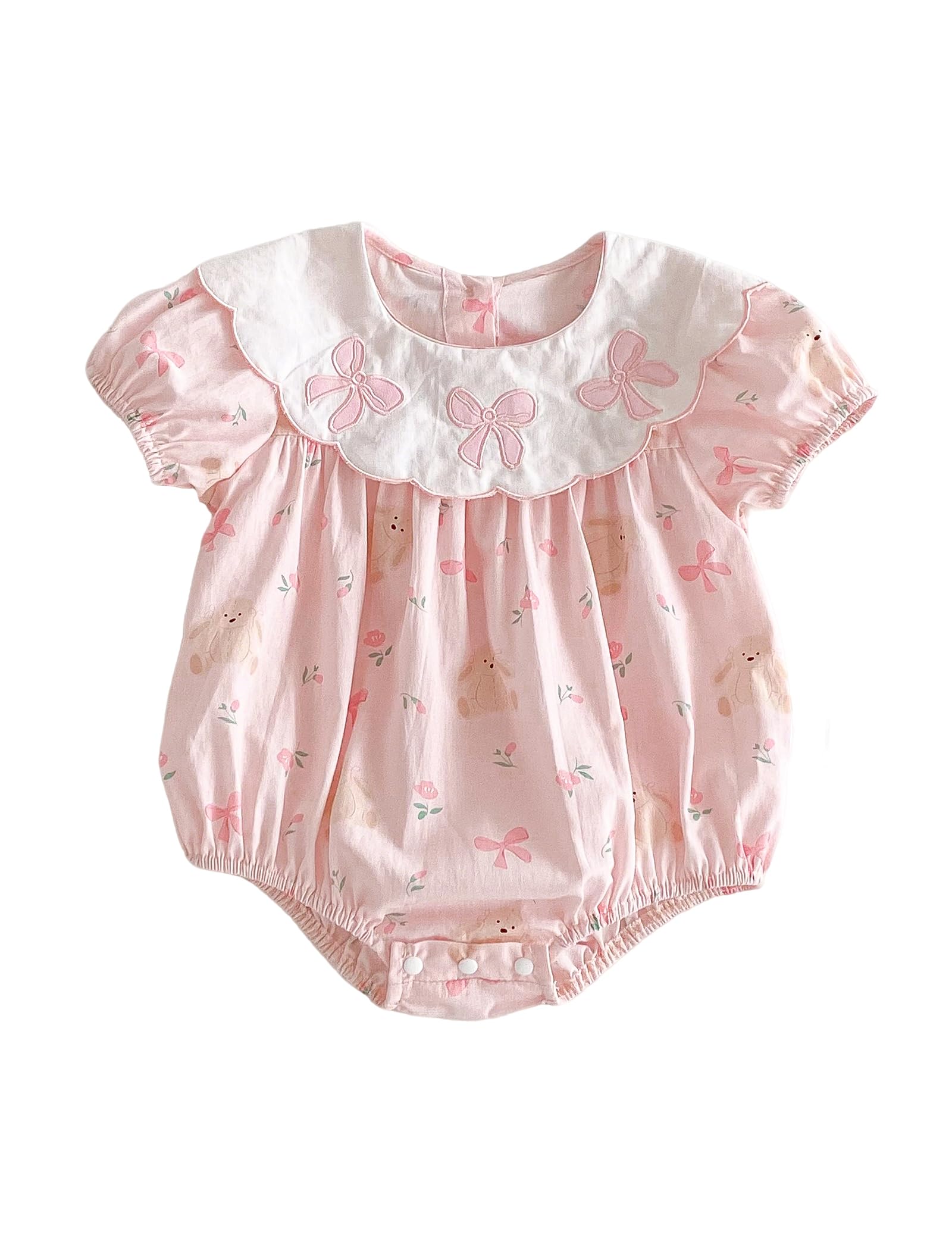 

HAYAHARU Baby Summer Short Sleeve Coverall Newborn Basic Baby Shower Gift Girl s One-Piece Bodysuit, 100% Cotton, Outfit, Pajamas, розовый