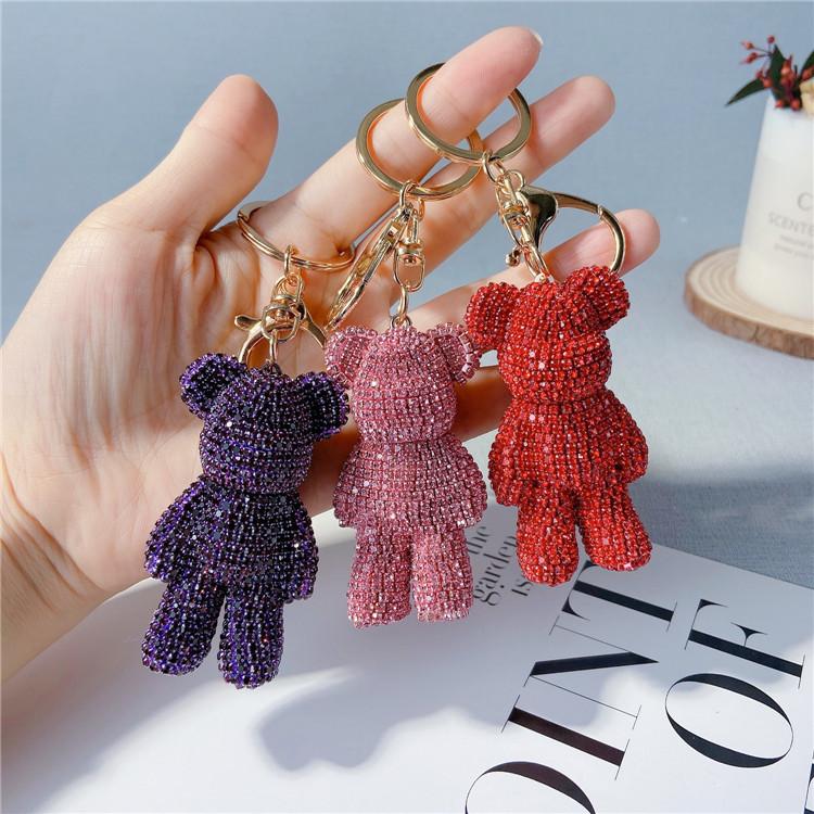 Creative Diamond Studded Teddy Bear Keychain, Japanese and Korean Cartoon Doll, Cute Internet Celebrity Car Keychaindiamond Bag