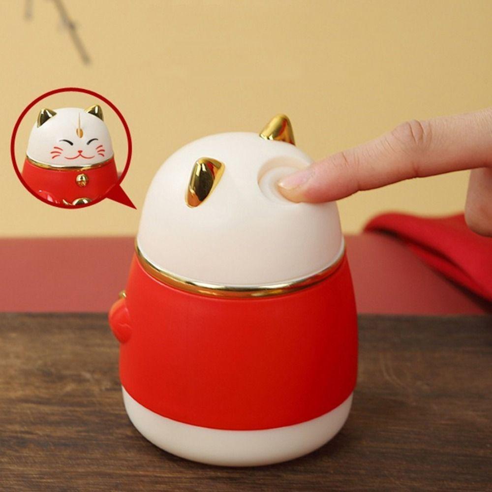 Staubdichte Glückskatzen-Zahnstocherbox Kunststoff-Zahnstocherhalter Cartoon-Zahnstocherspender Frucht