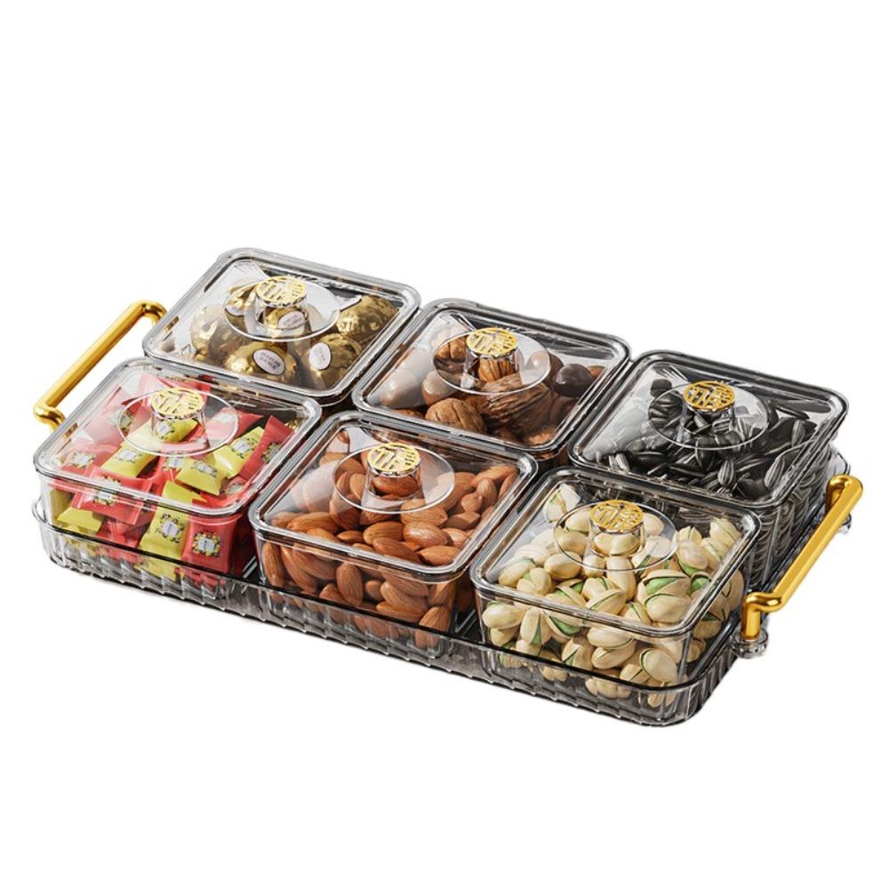 Waterproof Divided Serving Dishes Translucent Fruit Storage Tray Plastic Dried Fruit Plate Bedroom