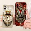 6.1'' For iPhone 11 Case Silicone Fashion Crown Luxury A-Z Letters 2D Flat Pattern Soft Casing For A2221 A2111 A2223 Cover