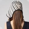 Wide Brim Women Striped Fisherman Hat Solid Color Bucket Hat Casual Sunscreen Visor Cap  Camping