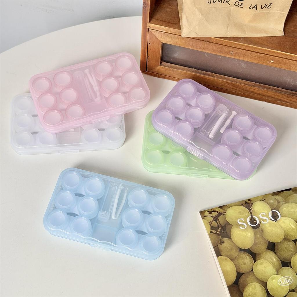 New Large-Capacity Contact Lens Box PVC Contact Lens Storage Box Morandi Color Contact Lens Companion Box Nursing Box