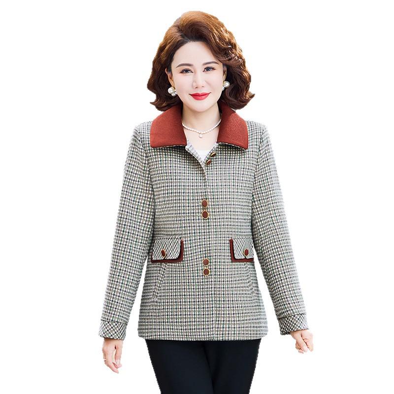 Women's 2026 Spring-Autumn Lapel Jacket for Middle-Aged & Elderly - Loose, Stylish Design