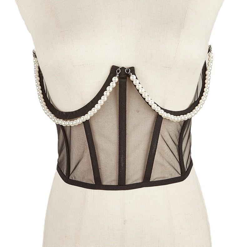 Pearltrimmed Waist For Women Belt With Binding Strap And Fishbone Detailing