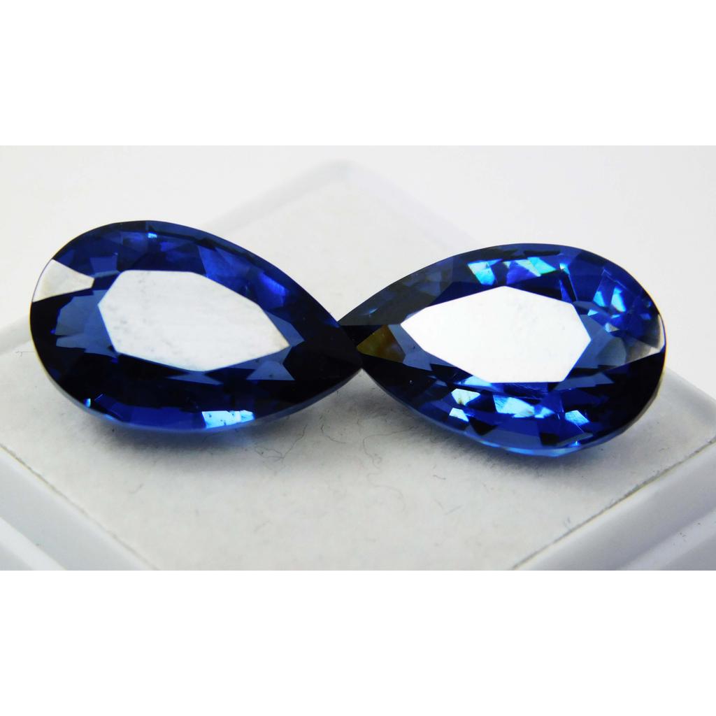 CERTIFIED 20.45 Ct Pair Natural Blue Sapphire Pear Loose Gemstone Earring Size A-1461