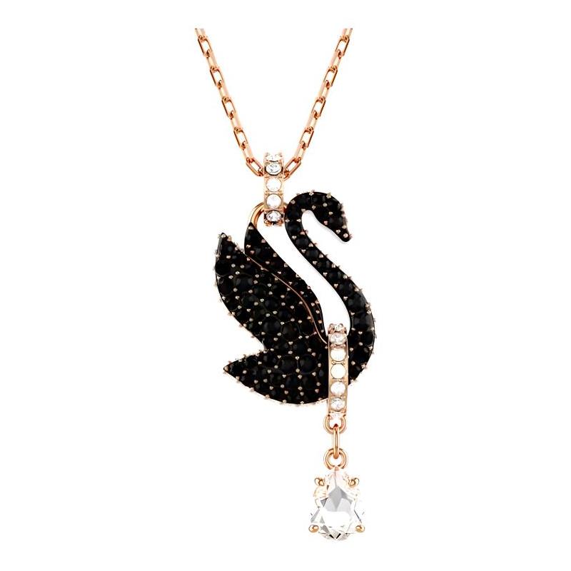 Swarovski Swan Black Swan Necklace Women s Rose Gold 5678045
