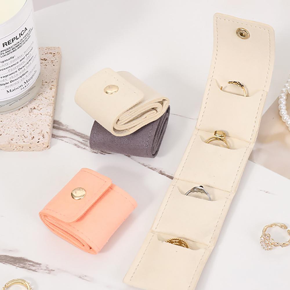 Mini bolsa de almacenamiento de joyas de viaje, compartimento de almacenamiento, caja portátil para anillos y pendientes, neceser