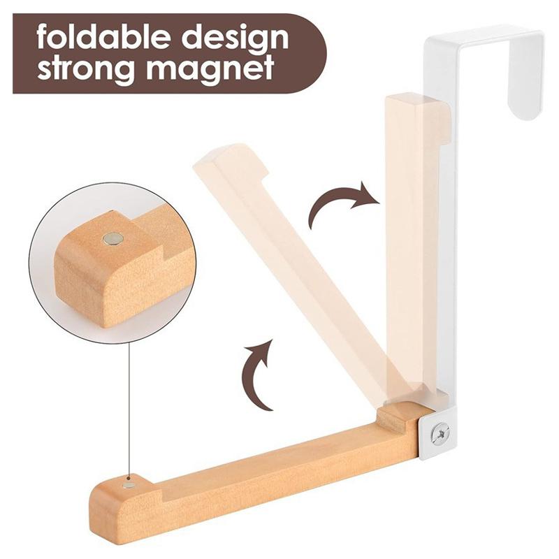 Wandmontierter Türhinterhänger Metall Kein Stanzen Holz Metall Klapphaken Kleidung Schals Aufhänger Mantel Hut Aufbewahrung Hängehaken