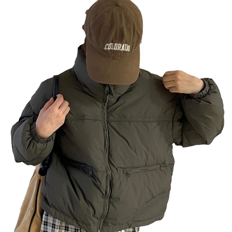 FASHION 2024 Winter New Fashion Stand-up Collar Pocket Down  Women's Short White Duck Down Warm Winter  Clothes