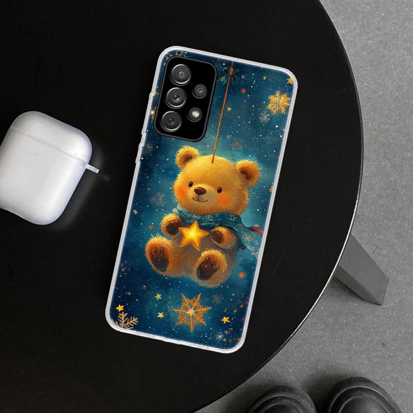 Animal Brown Cute Bear Phone Case Cover for Samsung Galaxy A12 A22 A32 A52 A72 A02S A51 A50S A31 A20S A10S Note 20 Ultra 10 Plus
