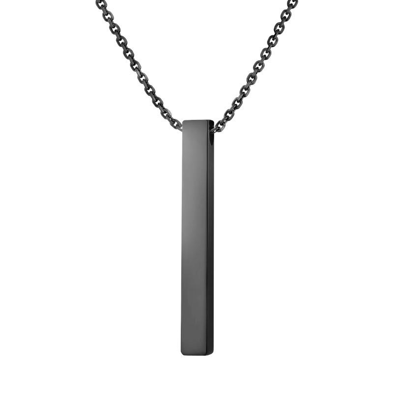 Mirror-Polished Stainless Steel 3D Bar Necklace with Engravable Rounded Corners
