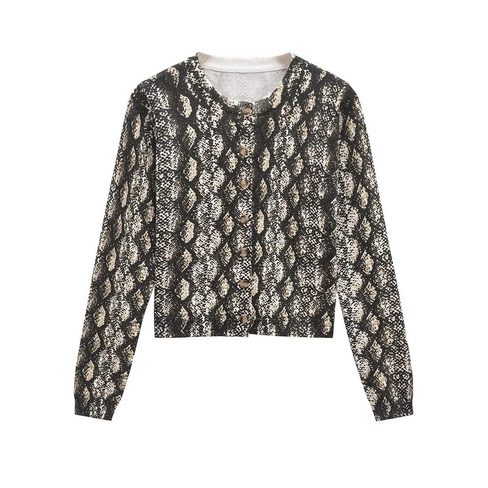 

Женский вязаный кардиган-пальто с животным принтом на осень/зиму 2024 Small