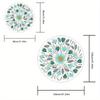 Crystal Velvet Carpet1pc Round AntiSlip Washable Mat With Floral Pattern Teal And Blue Leaf Design, Soft Polyester Material, Per