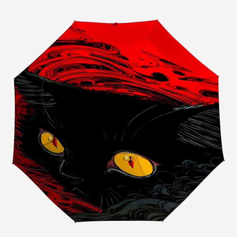 

1pc Black CatOpen/Close Umbrella-Windproof, Compact Travel Umbrella, Sturdy 8-Rib Shaft, Outdoor Accessory1202