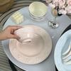 French Embossed Ceramic Tableware Set: Plates, Bowls, and Cups In Cream Style