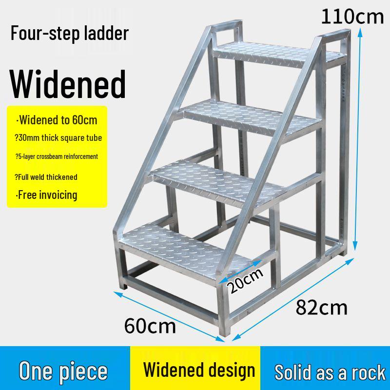 Industrial Three-Step Ladder with Handrail for Household, Warehouse, and Outdoor Use
