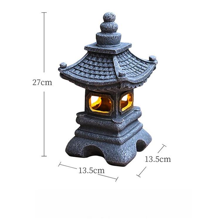 Outdoor Solar Lights Garden Decoration Outdoor Handcrafted Zen Pagoda Sculpture Retro Art Statue For Courtyard Balcony Porch