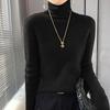 Moda Donna Casual Autunno Inverno Tinta Unita Stampa Manica Lunga Collo Alto Top Abbigliamento Donna Maglioni Maglieria Lana