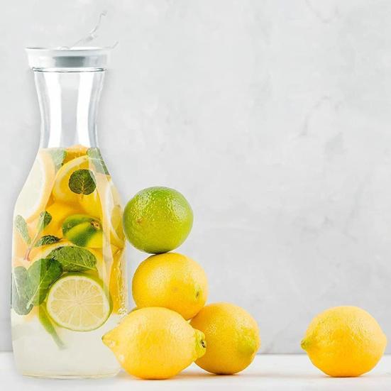 Vannkanne 1,5L Vannflaske med vipplokk Gjennomsiktig juicebeholder Rund Firkantet base Melkeflaske for Hjem Kjøkken Bar Restaurant