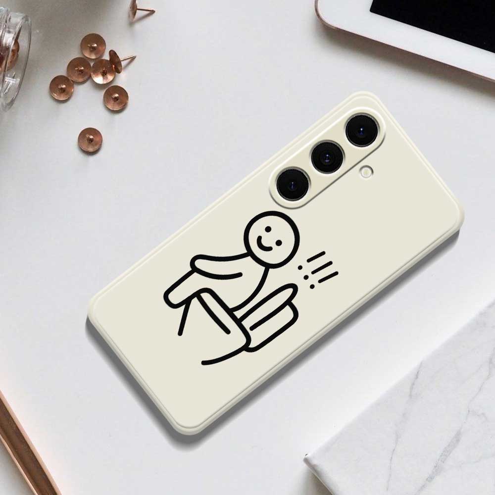For Samsung Galaxy S24 FE Case Stickman Toilet Pattern Printing Straight Edge TPU Phone Back Cover