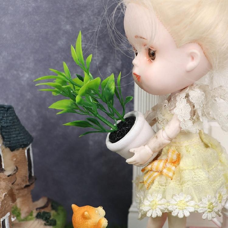 Green Potted Tree Artificial Foliage Miniature For Miniature Dollhouses Decorative Setup Photo Props