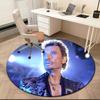 1pc Musician and actor Johnny Hallyday Round carpet Painted Printed circular carpet, home door mat, outdoor travel protection carpet