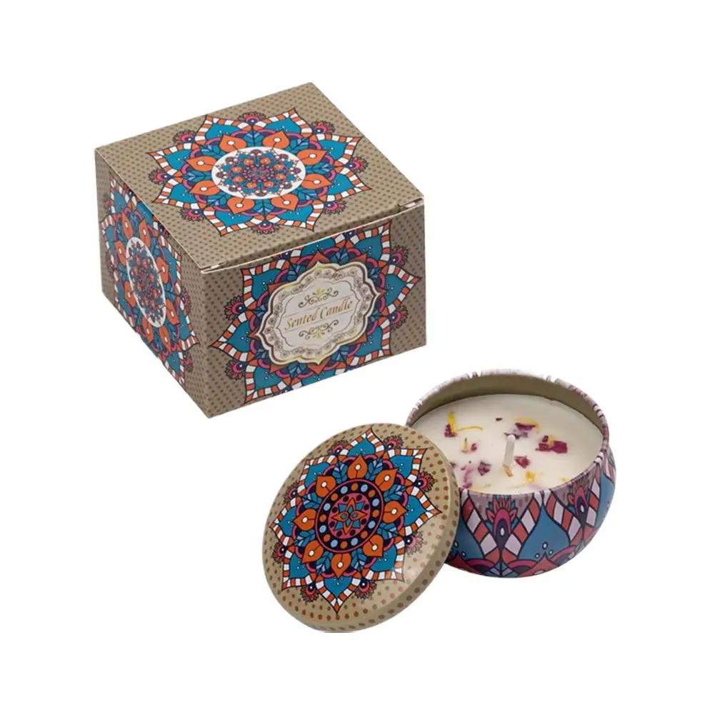 Dry Flower Scented Candle In Tin Soy Wax Blend With Essential Oils Fragrance Candle For Home Decor Romantic Gift Candle X1V4