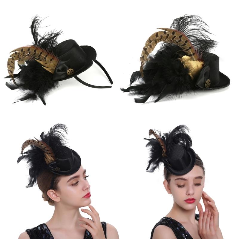 Elegant Fascinator Top Hat Pillbox Hat for Women Cocktail Tea Party Headwear Exquisite French Fascinator for Halloween