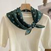 Retro Cotton Floral Print 70cm Velvet Square Scarf for Women Soft Neckerchief Lady Hijab Small Neck Ties Female Hair Headbands