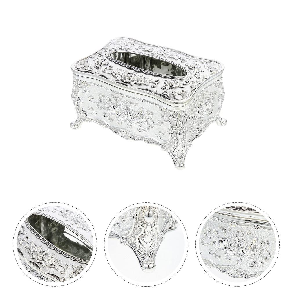 Embossed Paper Box Unique Tissue Holder Towel Dispenser Napkin Retro Decor Acrylic Container Desktop Decoration Travel Gold