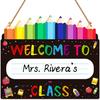 Personalized Welcome Sign for Classroom Door Decorations - Welcome To Our Class Teacher Name Sign Classroom Door Hanging Sign Back To School Teacher