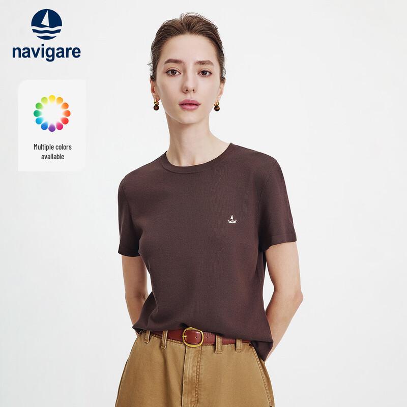 Navigare Women's Basic Short Sleeve Knit T-Shirt