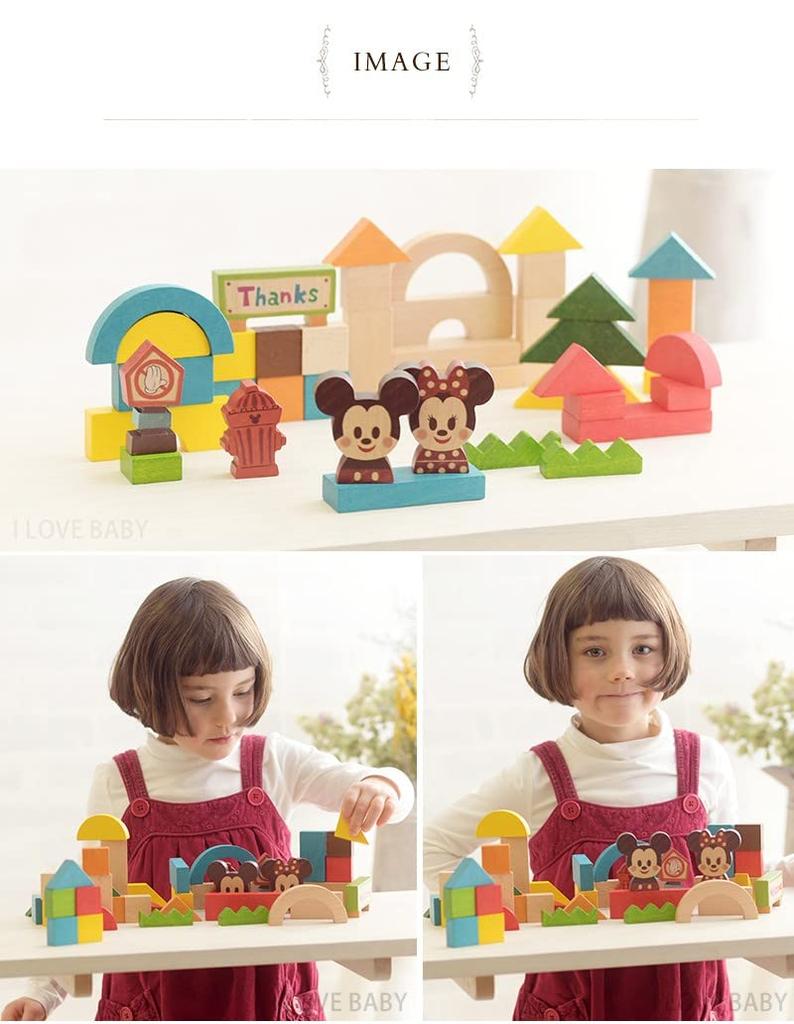 Disney KIDEA&BLOCK Mickey & Friends Building Blocks, Wooden Educational Toys for Boys and Girls, Baby Gift (TYKD00301)