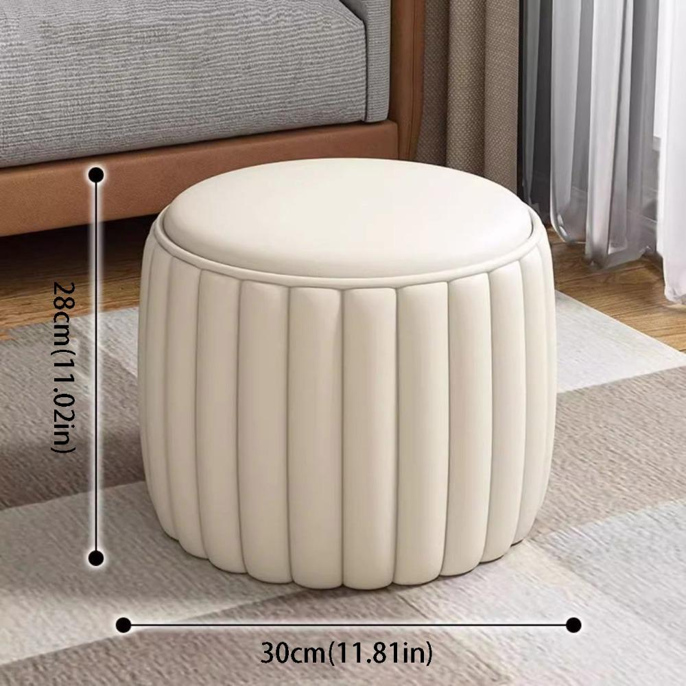 Low Profile Pumpkin Stool Upholstered Footstool Shoe Rack Small Stool Shoe Changing Area бежевый
