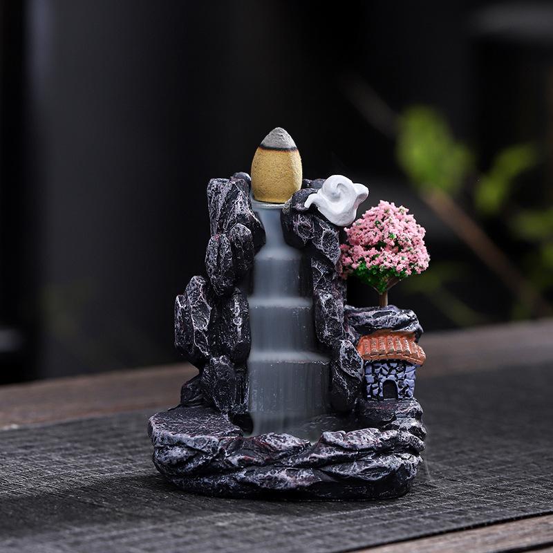 Weihrauchbrenner im Wasserfall-Stil, Heimdekoration, Gegenstrom-Weihrauchhalter, Aromatherapie-Dekoration mit Gegenstrom-Weihrauchkegel