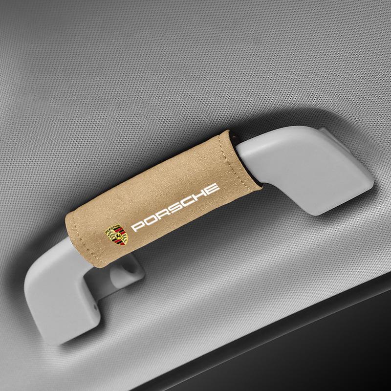 2 st Läder Bil Tak Armstöd Draghandtag Handskar Skyddskåpa För Porsche 911 718 Cayenne Cayman Panamera Macan Boxster