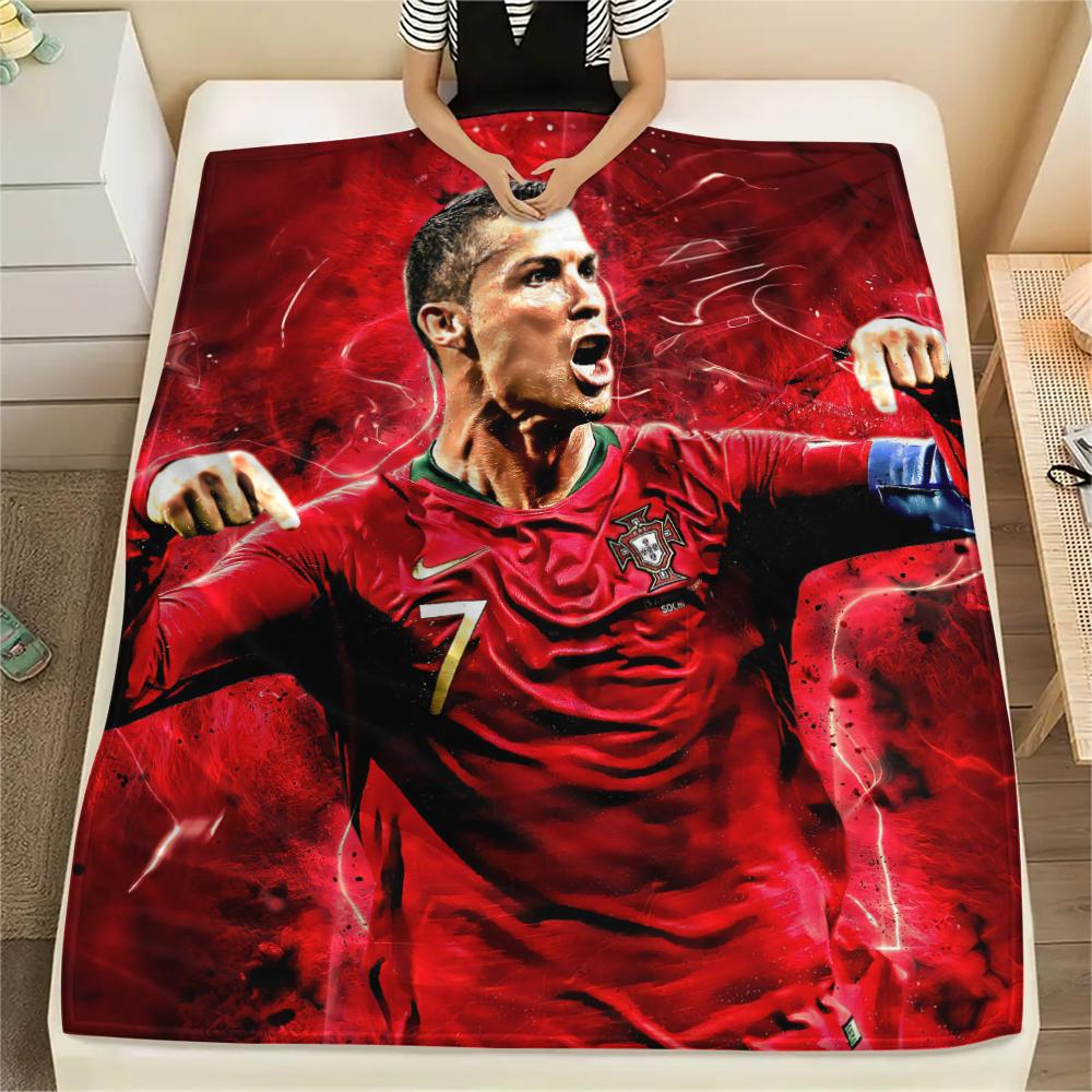 Calcio Ronaldo, coperta in flanella con motivo, alta qualità, confortevole per tutte le stagioni, decorazione per la casa, calore e comfort, perfetta per i regali.