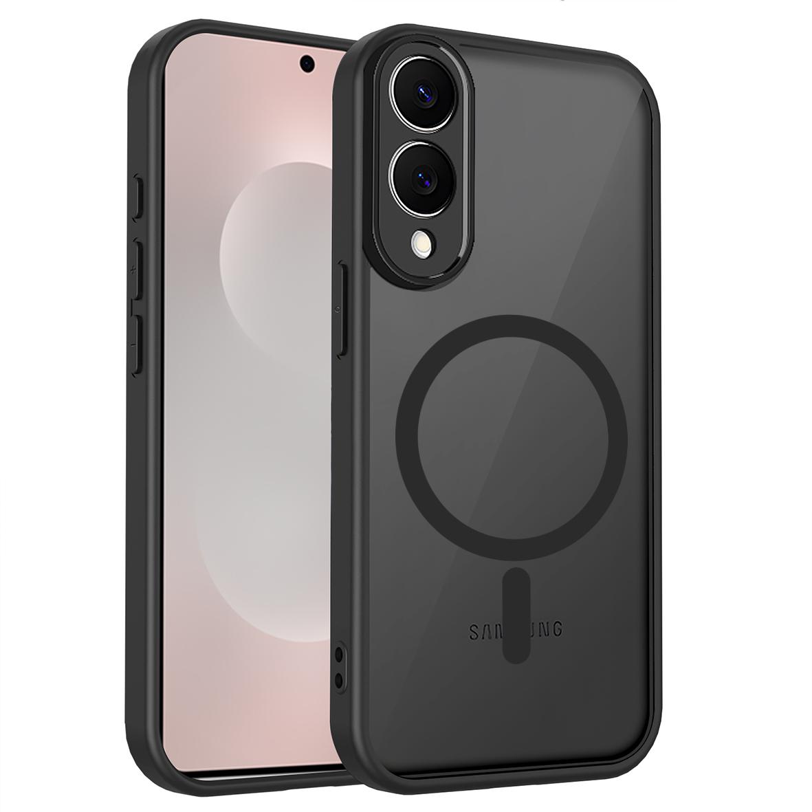 

For Samsung Galaxy S25 Edge Magnetic Case Skin Touch Matte Translucent PC + TPU Anti-Drop Phone Cover